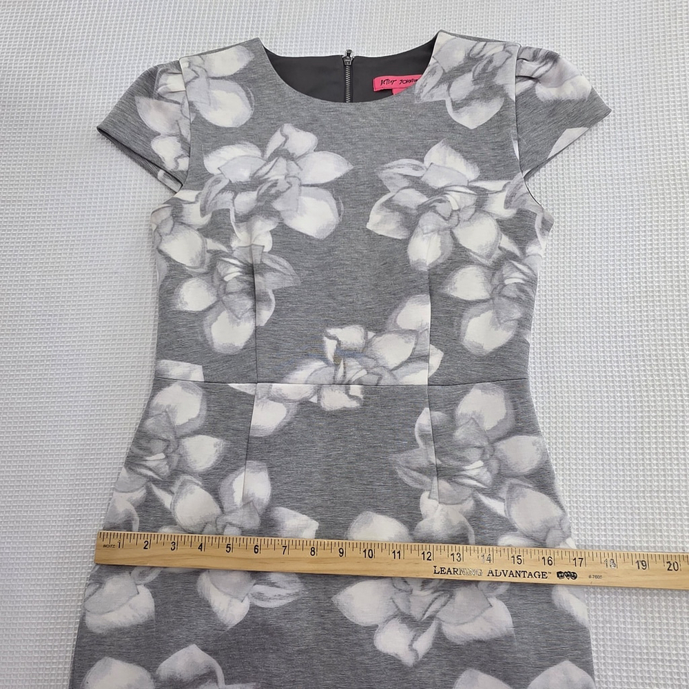 Vintage Betsey Johnson Floral Sheath Dress Women’s 2 Gray White Lined Y2K - Picture 11 of 13